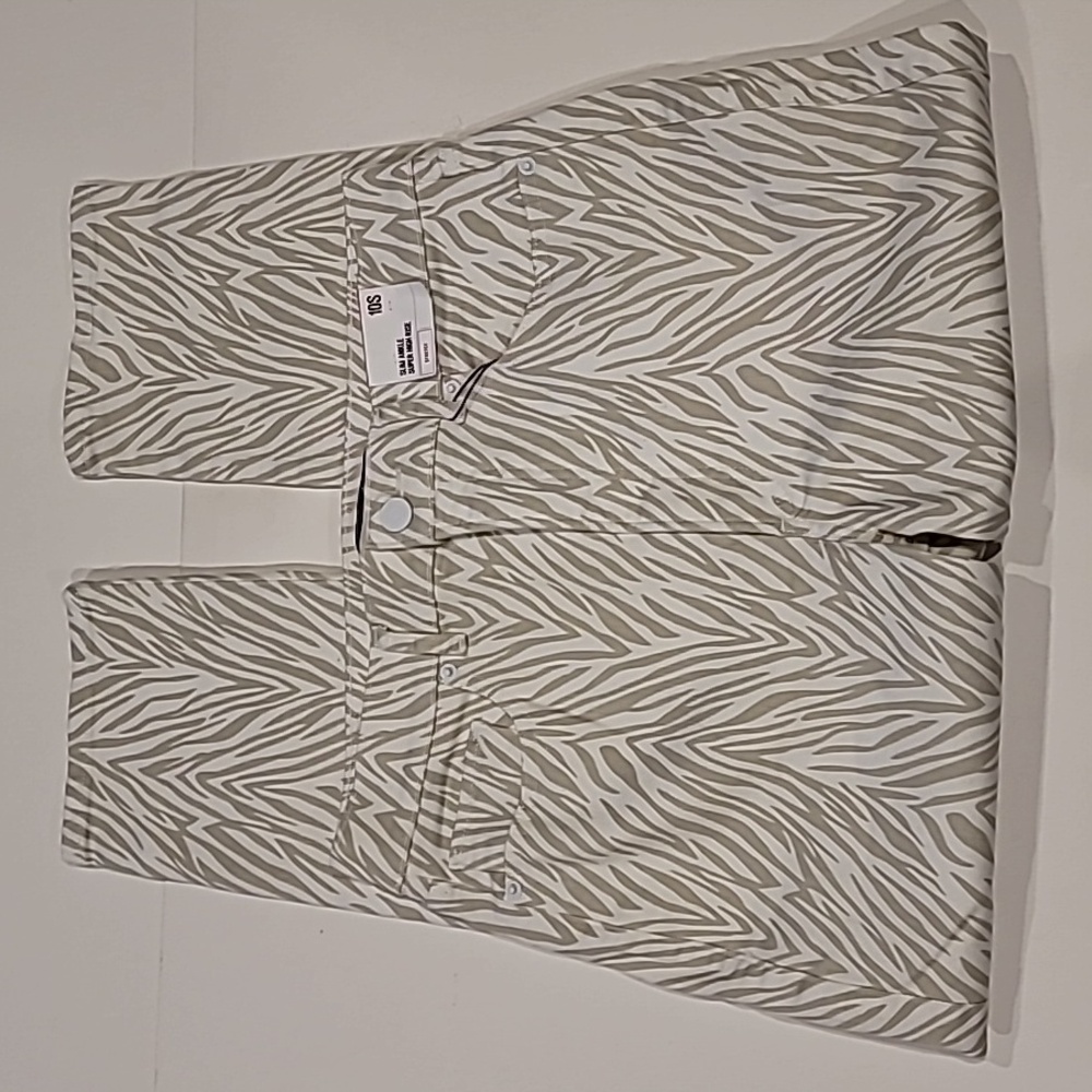 Express Animal Print Super High Rise Slim Ankle Jeans White Gray 10 Slim Stretch - Picture 3 of 16
